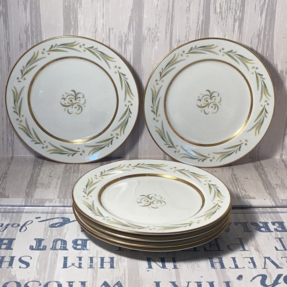 Vintage Royal Jackson USA Fine China Vogue Gold Trim 6” Plates